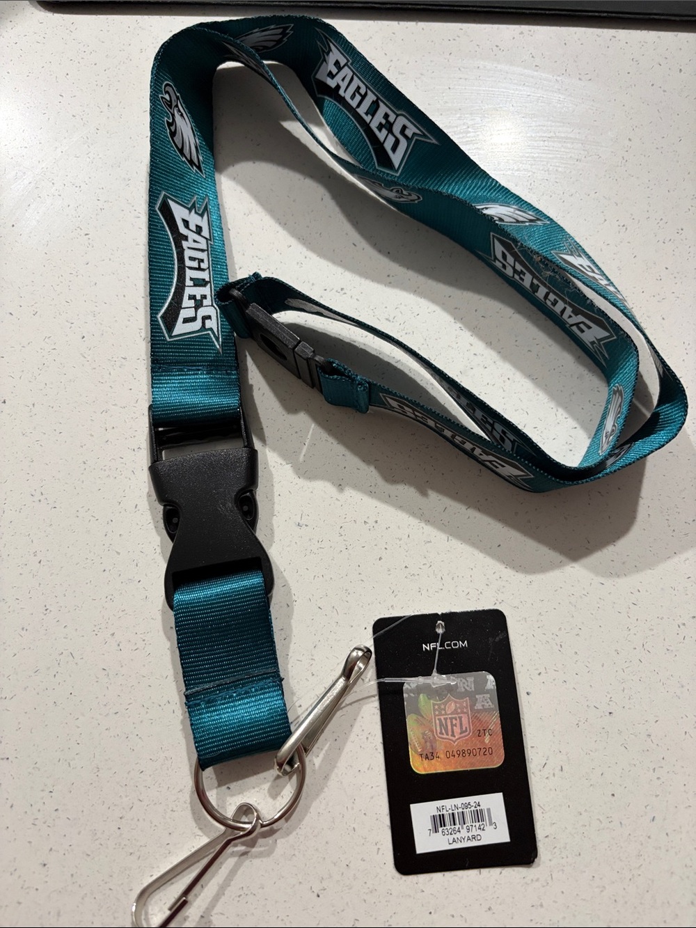 NFL Philadelphia Eagles Teal Black Lanyard Key Card Holder